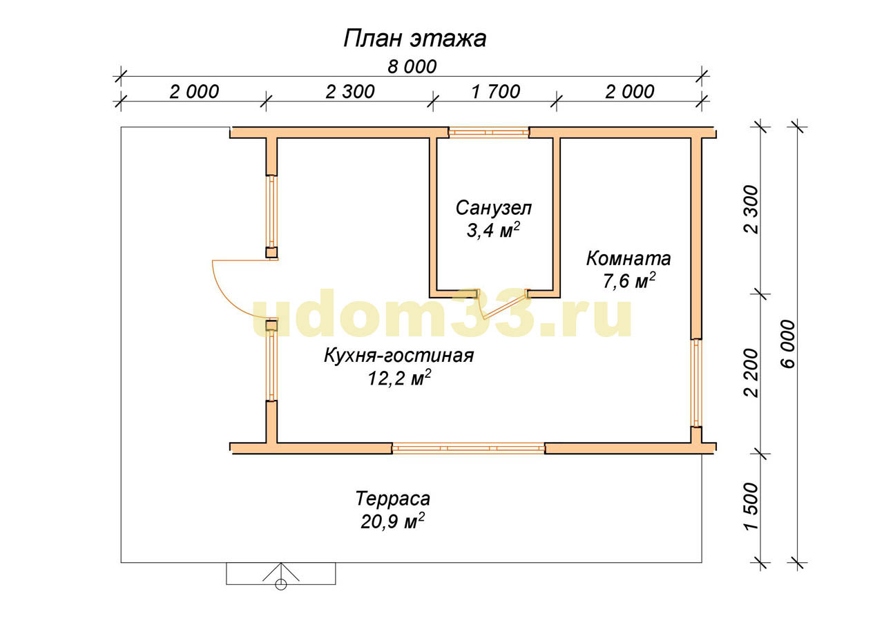 Гостевой каркасный дом-амбар 6х8 под ключ