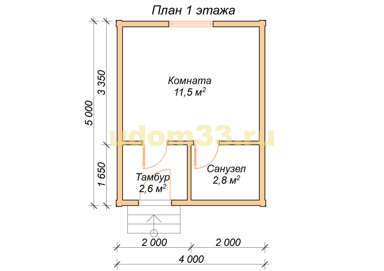 Недорогой каркасный домик 5х4. Проект ДК-24 «Лесник»