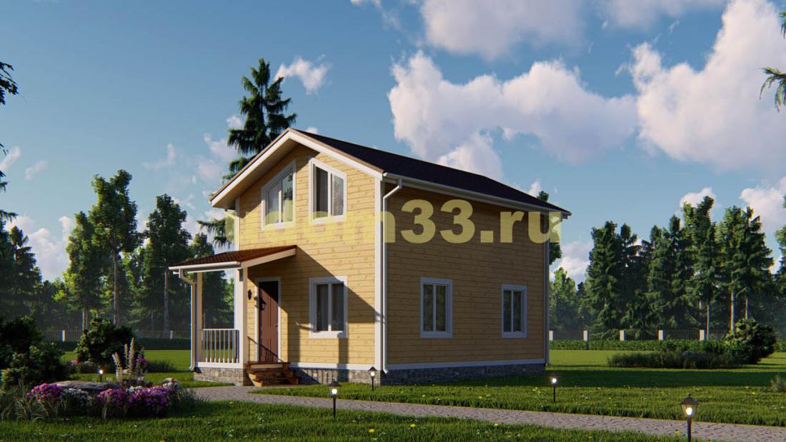 Двухэтажный каркасный дом 5.5х9.5. Проект ДК-78 «Очаг»