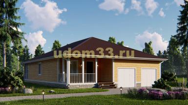 Просторный одноэтажный каркасный дом 12х17.5 с гаражом. Проект ДК-58